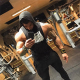 Itooh New Men Cotton Tank top Undershirt Gyms Fitness Hooded Vest men Sleeveless Sports Tank Top Workout Running Vest men