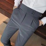 ITOOH Men's Luxury Button-down Draped Baggy Suit Pants Casual Solid Color Straight Premium Elegant Dress Pants 2024 New Spring