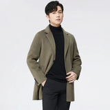 Itooh  Men's cardigan 100% wool coat casual knitted long sleeved coat men's lapel pure wool new double-sided woolen coat