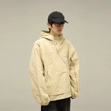 ITOOH Mens Outdoor Hooded Charge Jacket 2023 New Slanted Zipper Casual Loose Sports Jacket Street Trend Trench Coat Y2k Streetwear