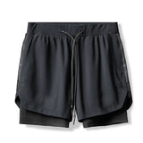 Itooh new Summer new fashion men's shorts quick-drying 2-in-1 multi-pocket double-layer shorts fitness lace-up sports pants