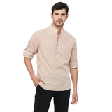 Itooh Spring and Autumn Men's Shirts Casual Loose Cotton Henley Shirts Fashionable Stand Collar Cotton Solid Color Linen Men's Clothes