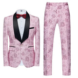 Itooh Fashion New Men's Casual Boutique Business Wedding Host Flower Color Suits 3 Pcs Set Dress Blazers Jacket Pants Vest Coat