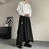 ITOOH Mens Gothic Rope Belt Decorated Irregular Skirt Pants Genderless Fashion Japanese Style Niche Dark Samurai Pants Hakama Unisex