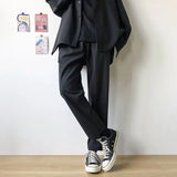 Itooh New Cargo Pants Man Korean Drape Casual All-match Elastic Solid Color Loose Straight  Black Pants Men Streetwear Trousers