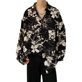 Itooh Summer Floral Shirt Men Fashion Printed Casual Ice Silk Shirt Men Streetwear Loose Long Sleeved Shirt Mens Hawaiian Shirts M-3XL