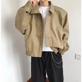 Itooh Autumn Broad Shoulder Pilot Jackets Niche High Class Thin British Vintage Loose Coats Men's Casual Lapel Short Baseball Tops