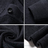 Itooh  Men's Autumn Long-Sleeved Wool Blend Solid Color Polo Pullover Sweater with Lapel, Casual Bottoming Sweater -Sizes M-4XL