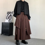 Itooh 2024 Spring Men Wide Leg Pants Men Solid Loose Button Joggers Oversize Irregular Trousers Men Streetwear Fashion Skirts Pants