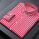 ITOOH 2024 Classic Striped Dress Shirt for Men, Slim Fit Business Long Sleeve Shirts Plus Size M-5XL Male Social Casual Shirts Outwear