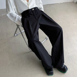 Itooh  Baggy Black Suit Pants Mens Oversized Fashion Society Mens Dress Pants Korean Loose Wide Leg Pants Mens Office Formal Trousers