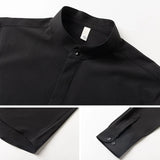 Itooh New Men Clothing Stand Collar Ice Silk Shirts for Men Korean Fashion Long Sleeve Iron-free Drape Business Casual Men Dress Shirt