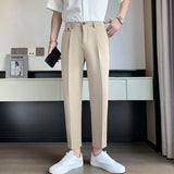 ITOOHSummer Solid Color Suit Pants Men Slim Fashion Social Mens Dress Pants Korean Straight Casual Pants Mens Office Formal Pants