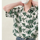 Itooh Summer Short Sleeved Shirt Men Fashion Printed Casual Shirt Men Streetwear Korean Loose Ice Silk Shirts Mens Hawaiian Shirt