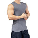 Itooh New men's sports vest crewneck solid color speed dry running training ice silk vest fitness top men's style Tank Top