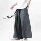 Itooh Spring Men Chinese Style Cotton Linen Harajuku Pants Men Kung Fu Kimono Trousers Male Street Wushu Wide Leg Pants Bottom