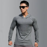 Itooh Men Autumn Long Sleeve Shirts Gym Fitness Training Hooded Tee Tops Sportswear Male Running Sport Clothing Quick Dry Slim T-shirt