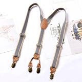 Itooh 4 Metal Clip Men's Suspenders Fashion Unisex Y Shape Suspenders British Retro Stretch Adjustable Belt Strap Non-slip Dad Gift