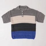 Itooh Men Luxury Knit Polo Shirt Breathable Casual Hollow Out T Shirt Fashion Turn-down Rainbow Striped Short Sleeve Fishnet Tops Tees