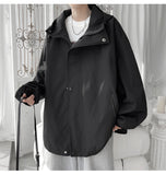 ITOOH Winter Outfits Men Hooded Windbreaker Loose Jacket