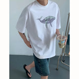 Itooh  Summer Loose Men's T-shirt Korean Style Casual Round Neck Personality Printed Short Sleeved Male Tops 2024 New Fashion