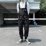 Itooh Japanese Ami Khaji Overalls Men Cargo Pockets Overalls Couple Loose Straight Casual Sashes Trousers Jumpsuit Bf Loose Top Pants