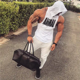 Itooh New Men Cotton Tank top Undershirt Gyms Fitness Hooded Vest men Sleeveless Sports Tank Top Workout Running Vest men