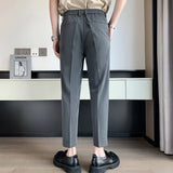 ITOOHSummer Solid Color Suit Pants Men Slim Fashion Social Mens Dress Pants Korean Straight Casual Pants Mens Office Formal Pants