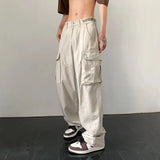 Itooh Summer New Men's Clothing Loose Trend All-match Thin Solid Color Straight Casual Japanese Wide Leg Fashion Cargo Trousers