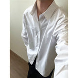 Itooh Blue White Long Sleeved Shirt Men Fashion Social Mens Dress Shirt Korean Loose Casual Shirts Mens Office Formal Shirt M-2XL