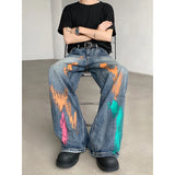 ITOOH Men's Graffiti Jeans Fashion Spray Paint Personality Hip-hop Streetwear Male Clothing Loose Casual Youth Denim Mopping Trousers