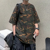 Itooh Loose Oversized Men's Clothing Short Sleeve Round Neck Fashion Casual All-match High Street Camouflage Printed Summer T-shirt