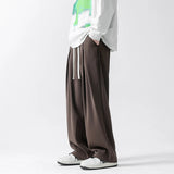 Itooh Spring Summer Coffee Casual  Ice Silk Pants Men's Trend Solid Pants Men Drape Mopping Pants Straight Loose Wide-leg Trousers