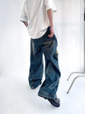 ITOOH Hip Hop Ripped Jeans Men High Street Male Distressed Denim Wide Leg Pants Casual Trousers Vintage Streetwear Loose