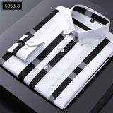 ITOOH 2024 Classic Striped Dress Shirt for Men, Slim Fit Business Long Sleeve Shirts Plus Size M-5XL Male Social Casual Shirts Outwear