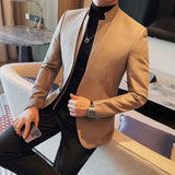 Itooh Brand Fashion Double Layer Collar Blazers Men Solid Color Casual Business Suit Jacket Banquet Party Wedding Groom Blazer