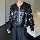 Mens Autumn Winter Korean Sequined Jackets 2023 New Necessities Youth Trendy Casual Temperament Party Nightclub Tops Unisex