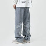 Itooh  Cross Embroidered Baggy Men Jeans