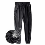 Itooh Summer Zip Pockets Men's Ice Silk Sweatpants Thin Breathable Quick Dry Stretch Casual Sports Outdoor Training Fitness Trousers