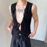 Itooh Summer Solid Strap Design Vest Cardigan Men's Fashion Sleeveless Top Tees Sexy LGBT Streetwear Trendy Tank Tops New LGBT T Shirt