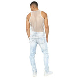 Itooh Men's Sexy See Through Club Tank Tops Sleeveless Mesh Top Tee Undershirt Fishnet Hollow Sexy Vest Sportswear LGBT Solid Clothes