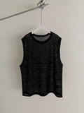 Itooh Hollow Out Knitted Tank Top For Men 2024 Summer Loose Sleeveless T-shirt Korean Style Trendy Round Collar Vests