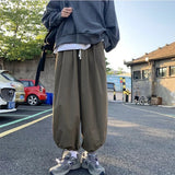 Itooh Spring New Men's Clothing Loose Casual Japanese Hong Kong Breeze Straight Solid Color Elastic Waist Trend Bloomers Trousers