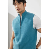 Itooh New  Casual Business Men's 100% Pure Cashmere Vest Solid Knitted Half High Collar Sleeveless Cardigan Men's Sweater short