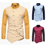 Itooh Spring and autumn men's long sleeved shirt personality casual diagonal button cute clothes evening dress luxury