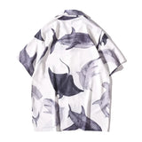 Itooh Men Summer Beach Hawaiian Shirt Short Sleeve Shark Print Casual Holiday Party Clothing Men High Street Casual Devil Fish Shirt