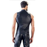 Itooh Mens Leather Small Turtleneck Tank Tops Zipper Sexy Sleeveless Tops Man Party Clubwear Tight Vest Nightclub Seductive Menswear