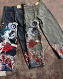 ITOOH Hip Hop Punk Embroidery Printed Baggy Jeans Y2k Jeans Men Heavy Craftsmanship Retro Style Wide Leg Pants Goth Ripped Jeans Hot