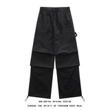 Itooh Plus Size 5XL-M High Street Pleated Overalls Men's Fashion Loose Straight Casual Pants Male Solid Color Trousers Spring New