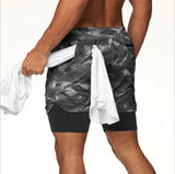 Itooh Camo Running Shorts Men 2 In 1 Double-deck Quick Dry GYM Sport Shorts Fitness  Workout Men Sports Short Pants big size M-5XL